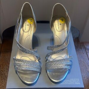 Bandolino Sparkling Silver Strappy Heels
